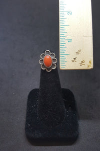 Coral Flower sterling silver ring size 3 1/4 - Vintage