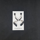 Southwest Galaxy scene Blue Fire Opal Mother of Pearl wavy spiral sterling silver post earrings