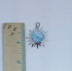 Blue Sun Larimar sterling silver pendant