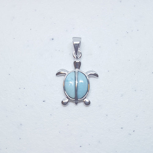 Blue Baby Turtle Larimar sterling silver pendant for kids