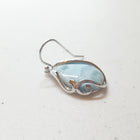 Blue Larimar Wavy pattern teardrop shape sterling silver dangle earrings