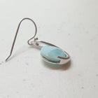 Heart of Two Blue Larimar round shape sterling silver dangle earrings