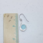 Heart of Two Blue Larimar round shape sterling silver dangle earrings