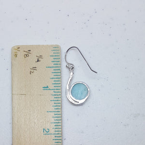 Heart of Two Blue Larimar round shape sterling silver dangle earrings
