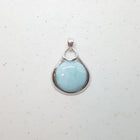 Simple Round Blue Larimar sterling silver pendant