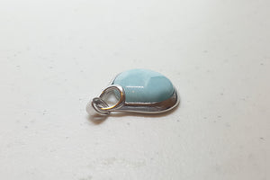 Simple Round Blue Larimar sterling silver pendant