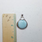 Simple Round Blue Larimar sterling silver pendant
