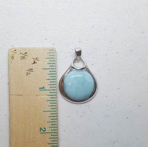 Simple Round Blue Larimar sterling silver pendant
