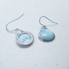 Simple Round Blue Larimar sterling silver dangle earrings
