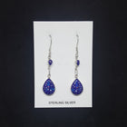 Southwest Galaxy scene with stars and cosmic inlay multi-gemstones teardrop shape chain style sterling silver dangle earrings