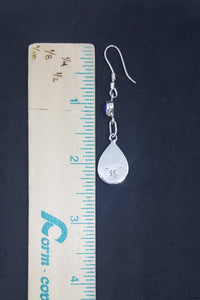 Southwest Galaxy scene with stars and cosmic inlay multi-gemstones teardrop shape chain style sterling silver dangle earrings