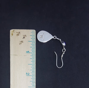 Southwest Galaxy scene with stars and cosmic inlay multi-gemstones teardrop shape chain style sterling silver dangle earrings