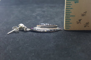 Southwest Galaxy scene with stars, cosmic, and moon inlay multi-gemstones diamond shape sterling silver post earrings