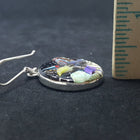Southwest City with Galaxy scene, cosmic, stars, the Sun, and Native eagle inlay multi-stones round shape sterling silver dangle earrings