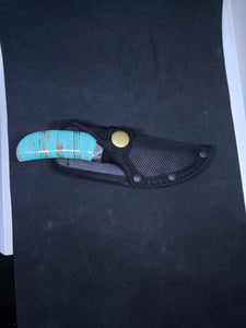 Inlay turquoise pocket knife with sheath