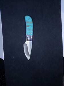 Inlay turquoise pocket knife with sheath