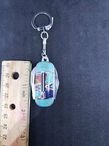Inlay turquoise keychain with 4 knives