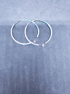 2 inches round Inlay blue fire opal sterling silver hoop earrings