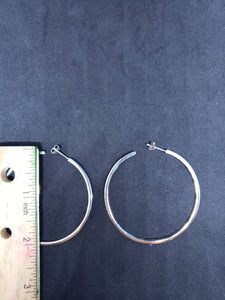 2 inches round Inlay blue fire opal sterling silver hoop earrings