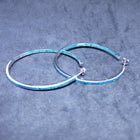 2 inches round Inlay blue fire opal sterling silver hoop earrings