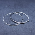 2 inches round Inlay white fire opal sterling silver hoop earrings