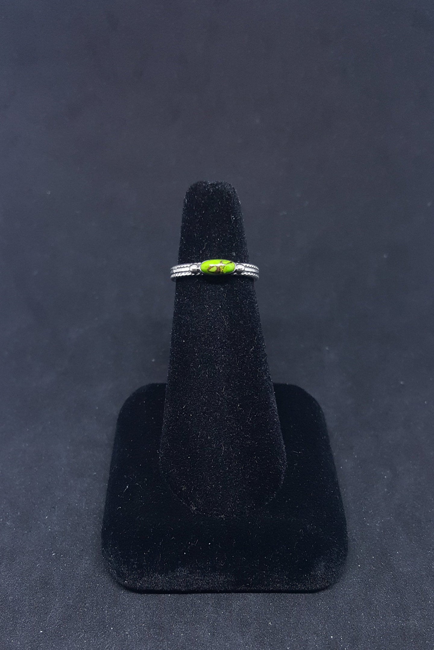Simple thin Gaspeite sterling silver ring