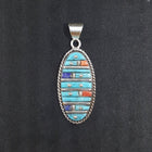 Inlay Turquoise Spiny Oyster Purple Turquoise sterling silver pendant - Vintage
