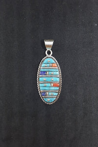Inlay Turquoise Spiny Oyster Purple Turquoise sterling silver pendant - Vintage