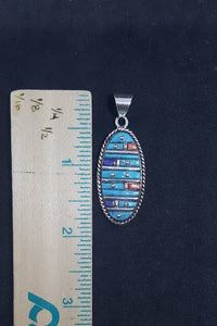 Inlay Turquoise Spiny Oyster Purple Turquoise sterling silver pendant - Vintage