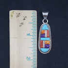 Inlay Turquoise Purple Turquoise Spiny Oyster symmetrical style sterling silver pendant - Vintage