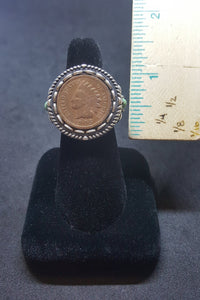 Rare 1905 Indian Head penny great condition turquoise sterling silver ring size 8 1/2