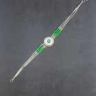 7 inches Round Malachite sterling silver beaded bracelet