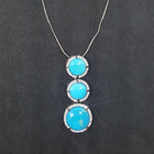 Sleeping Beauty Turquoise round shape with CZ Black Rhodium over sterling silver beaded necklace