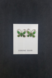 Baby Butterflies Green Turquoise sterling silver post earrings