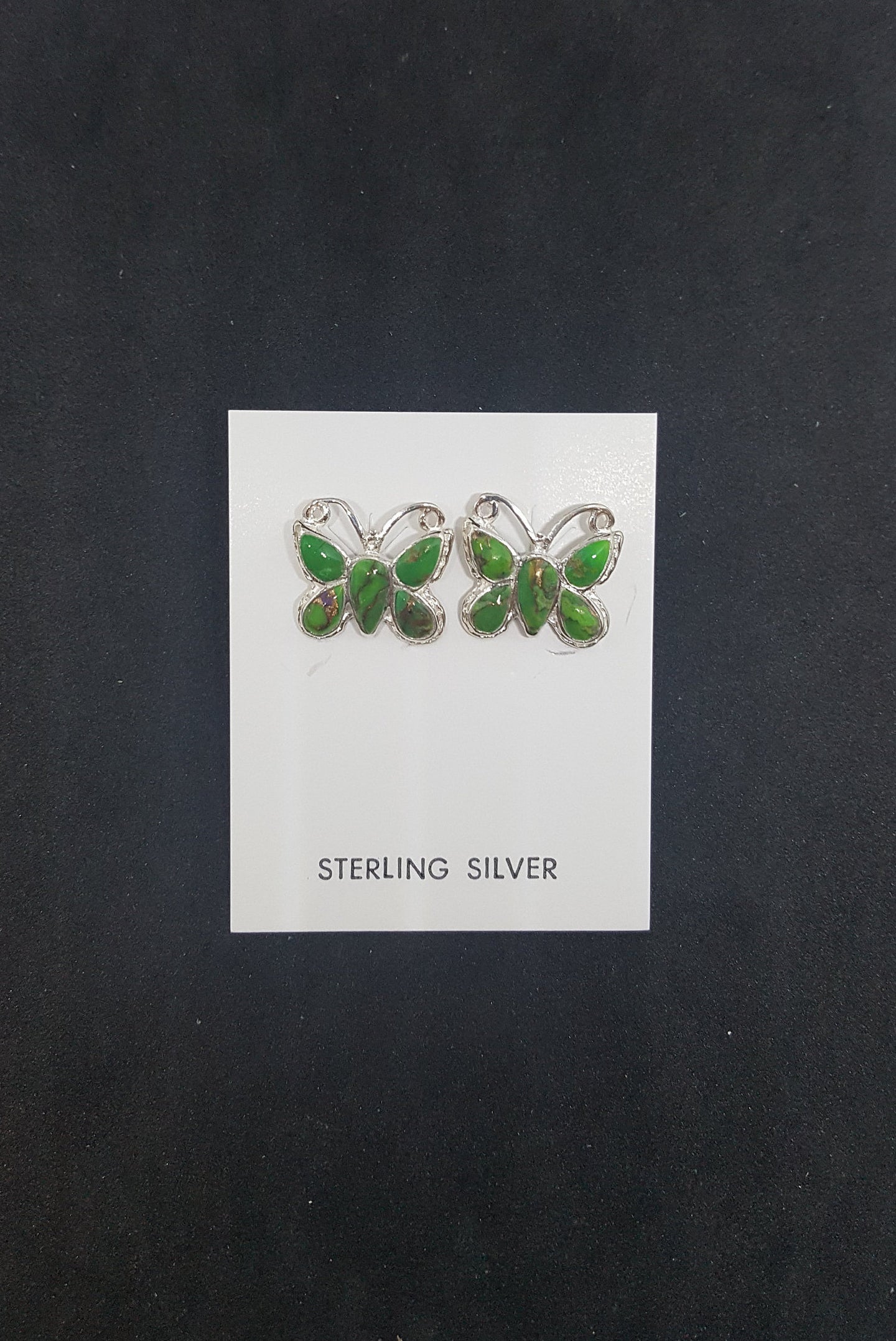 Baby Butterflies Green Turquoise sterling silver post earrings