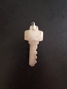 Vintage Navajo key shape with shell design and sleeping beauty turquoise sterling silver pendant