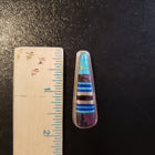 Vintage Navajo triangle teardrop shape inlay turquoise and multi stones sterling silver pendant