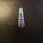 Vintage Navajo triangle teardrop shape inlay turquoise and multi stones sterling silver pendant