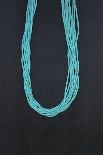 20 inches 10 strands Turquoise sterling silver beaded necklace