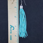 Tassel 15 strands Turquoise beaded medium length sterling silver dangle earrings