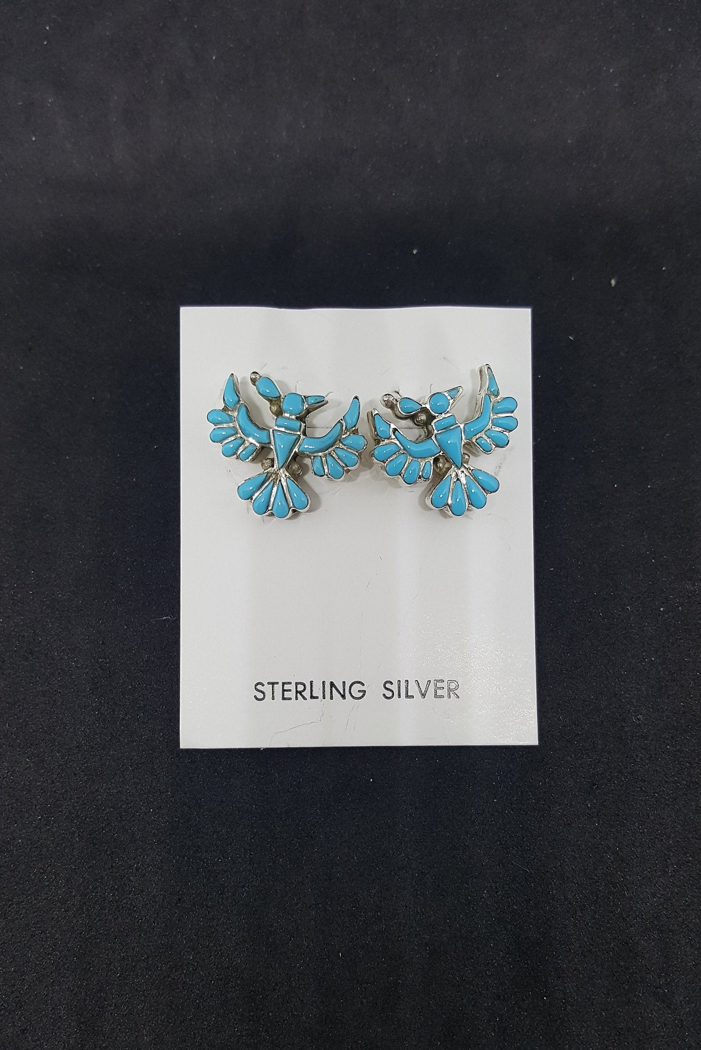 Zuni bird Turquoise sterling silver post earrings