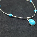 Turquoise teardrop shape with 4 stone beads sterling silver beaded necklace