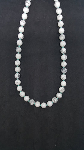 19 inches Gemstone beads Turquoise White Turquoise sterling silver beaded necklace