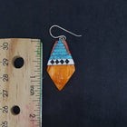 New Southwest Heaven stairs  Inlay Kingman Turquoise Black Onyx White Turquoise Spiny Oyster kite shell sterling silver dangle earrings