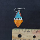 New Southwest Heaven stairs  Inlay Kingman Turquoise Black Onyx White Turquoise Spiny Oyster kite shell sterling silver dangle earrings