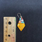 New Southwest Inlay Kingman Turquoise Black Onyx White Turquoise Spiny Oyster kite shell sterling silver dangle earrings