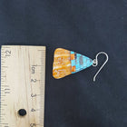 New Southwest Inlay Bricks Kingman Turquoise Black Onyx Spiny Oyster triangle shell sterling silver dangle earrings