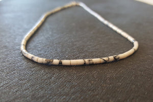 18 inches Vintage Navajo white buffalo Turquoise sterling silver beaded necklace