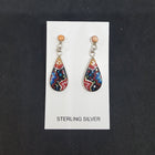 New Southwest Fireworks Black Onyx Mother of Pearl Turquoise Opal Coral teardrop shape sterling silver post earrings
