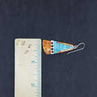 Southwest Heaven stairs  Inlay Kingman Turquoise Black Onyx White Turquoise Spiny Oyster triangle shell sterling silver dangle earrings